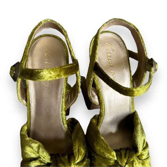 Circus by Sam Edelman Citron Audrea Velvet Platform Ankle Strap Heels Disco Sz 9 - Picture 8 of 12
